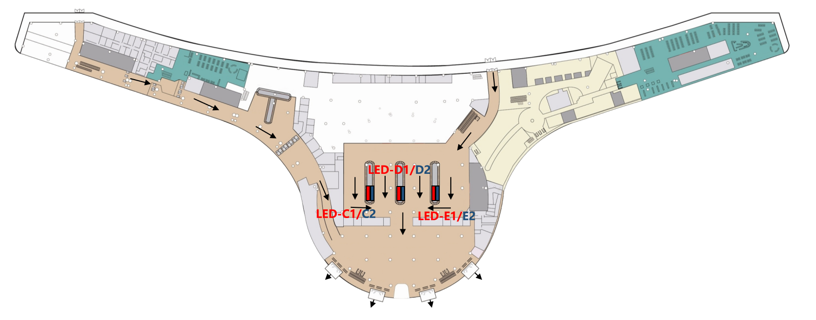 鄂尔多斯伊金霍洛国际机场广告-到达行李厅LED屏套装位置图