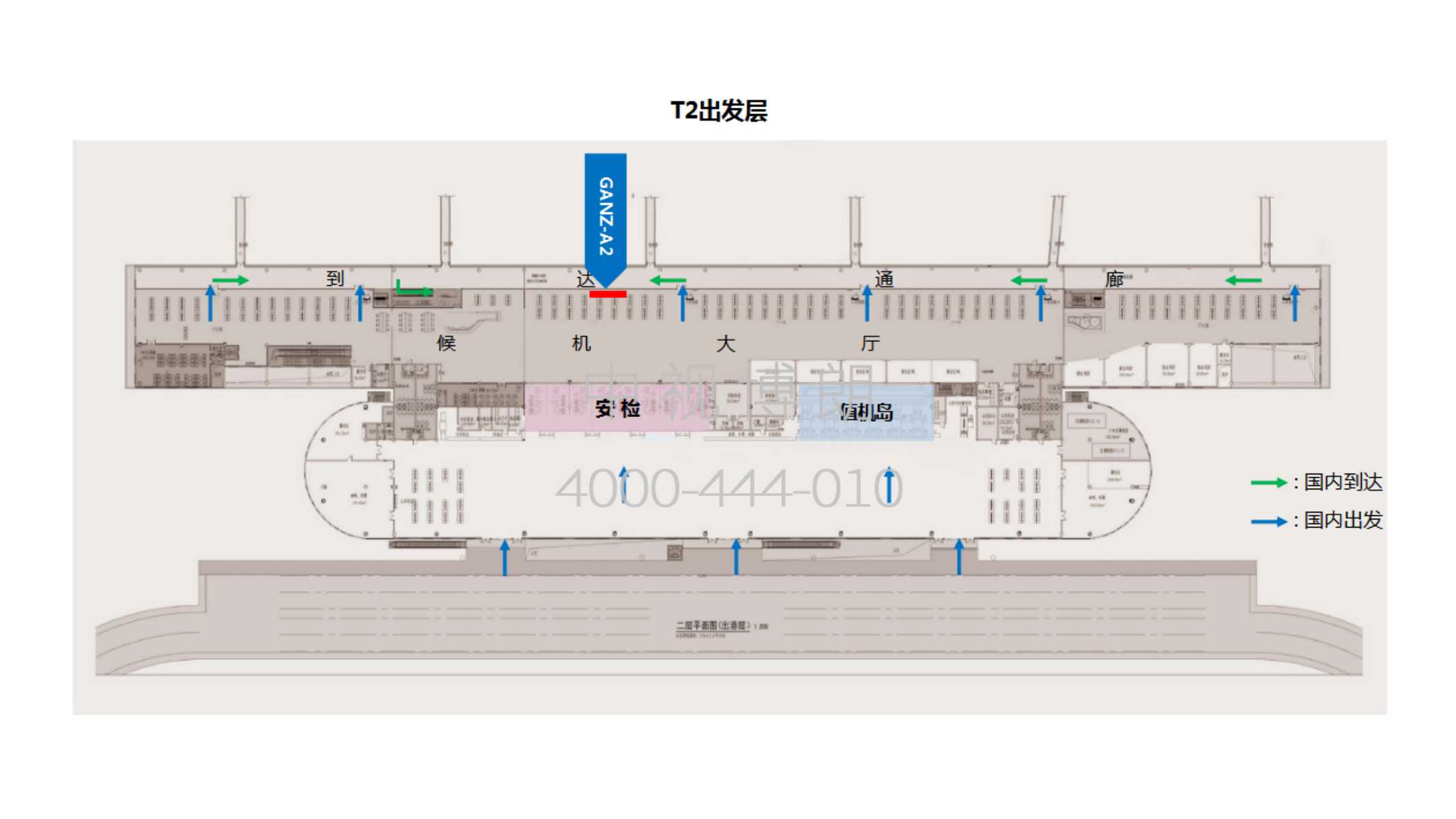 赣州黄金机场广告-T2国内出发候机大厅灯箱套装2位置图
