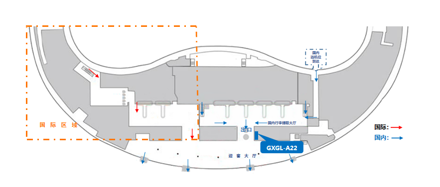 桂林两江国际机场广告-国内到达行李厅灯箱2位置图