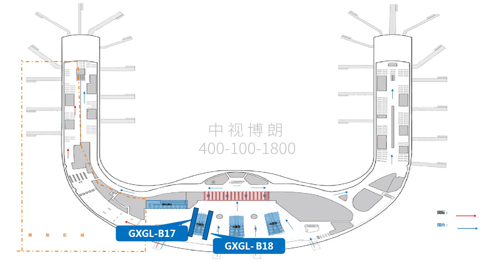 桂林机场广告-国内出发值机岛灯箱套装1点位图