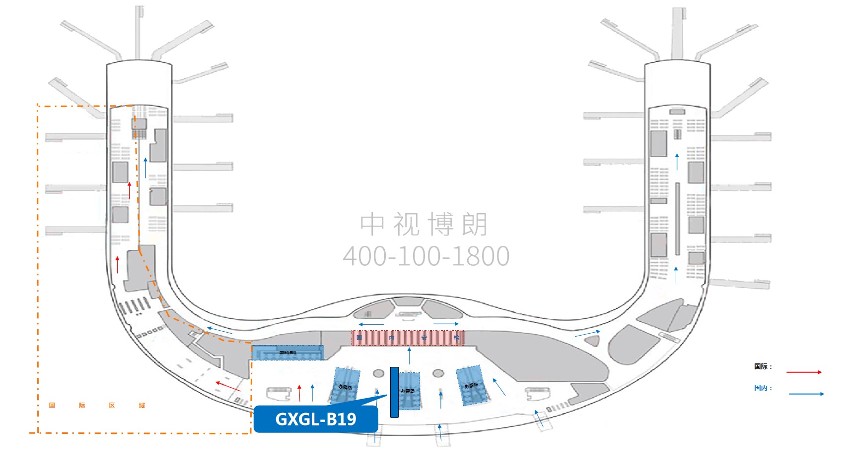 桂林机场广告-国内出发值机岛灯箱1点位图