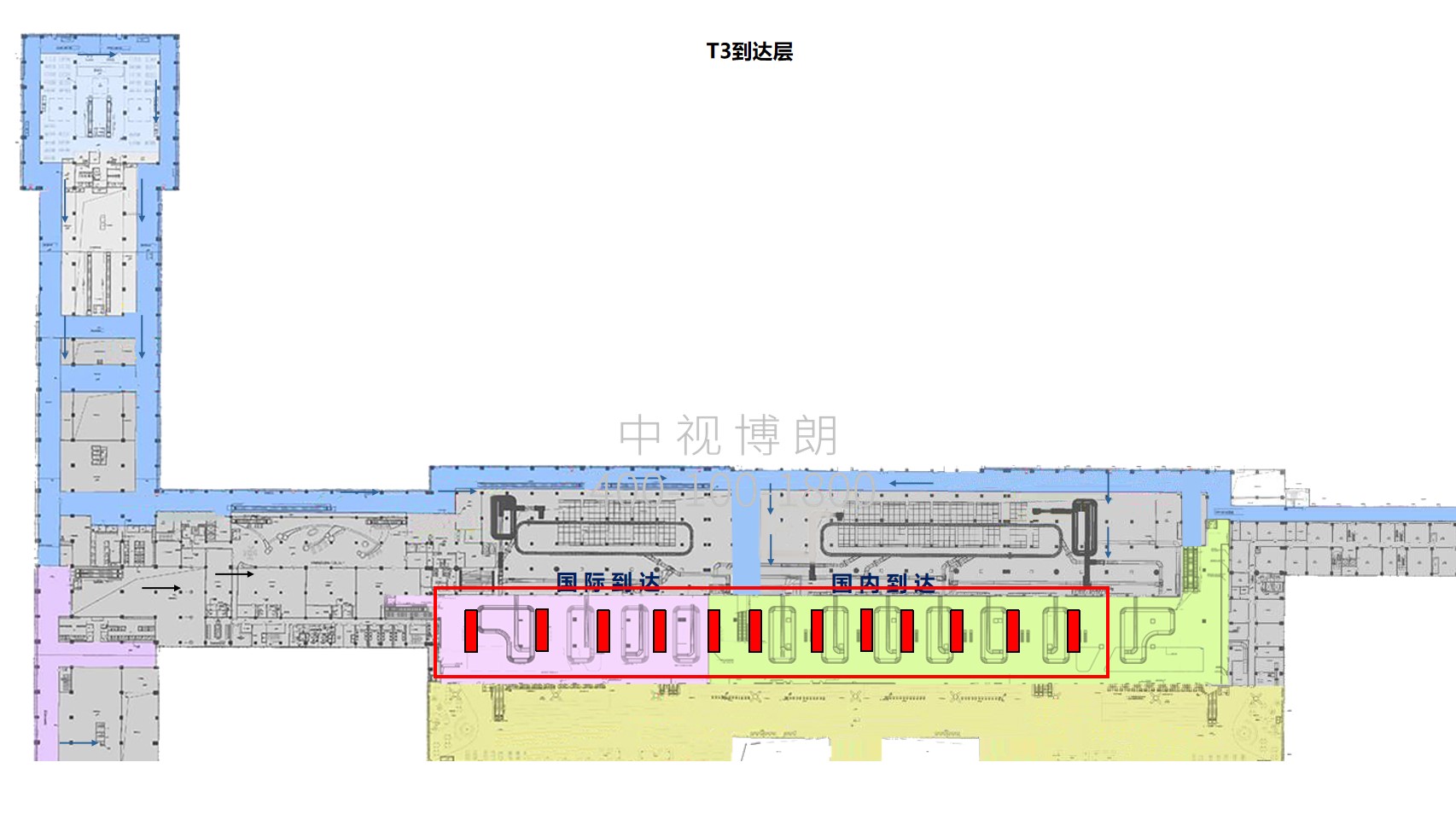 贵阳龙洞堡国际机场广告-T3国内到达行李厅LED大屏位置图