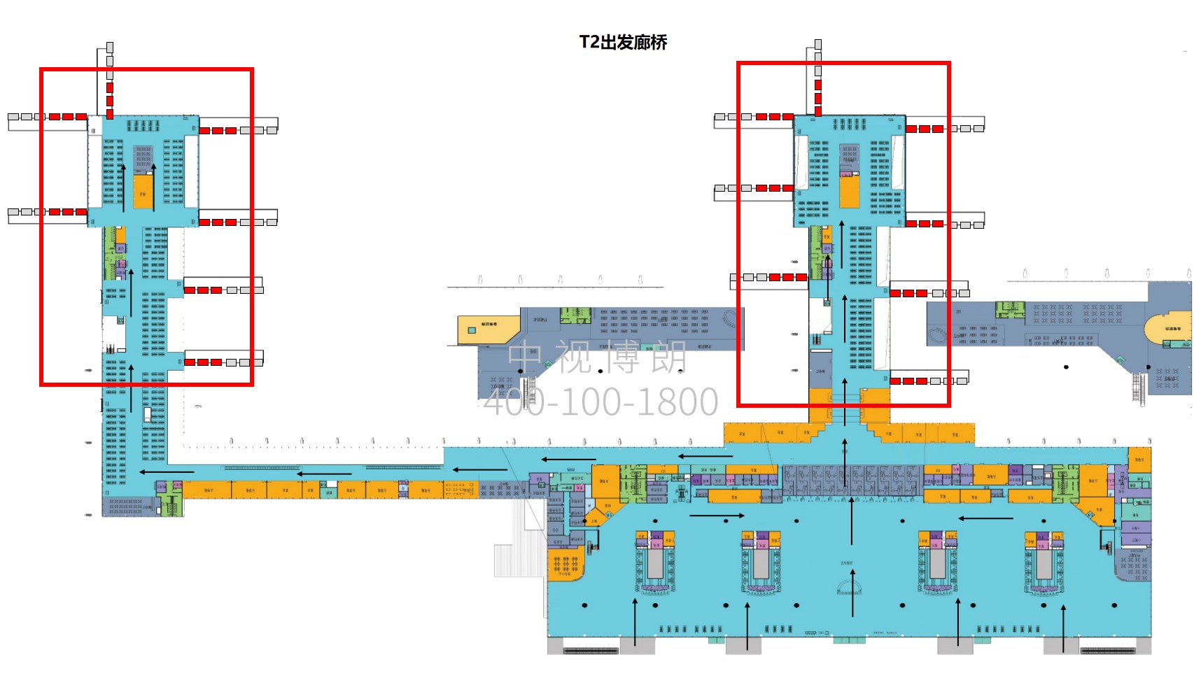 贵阳机场广告-T2出发内廊桥贴膜套装点位图
