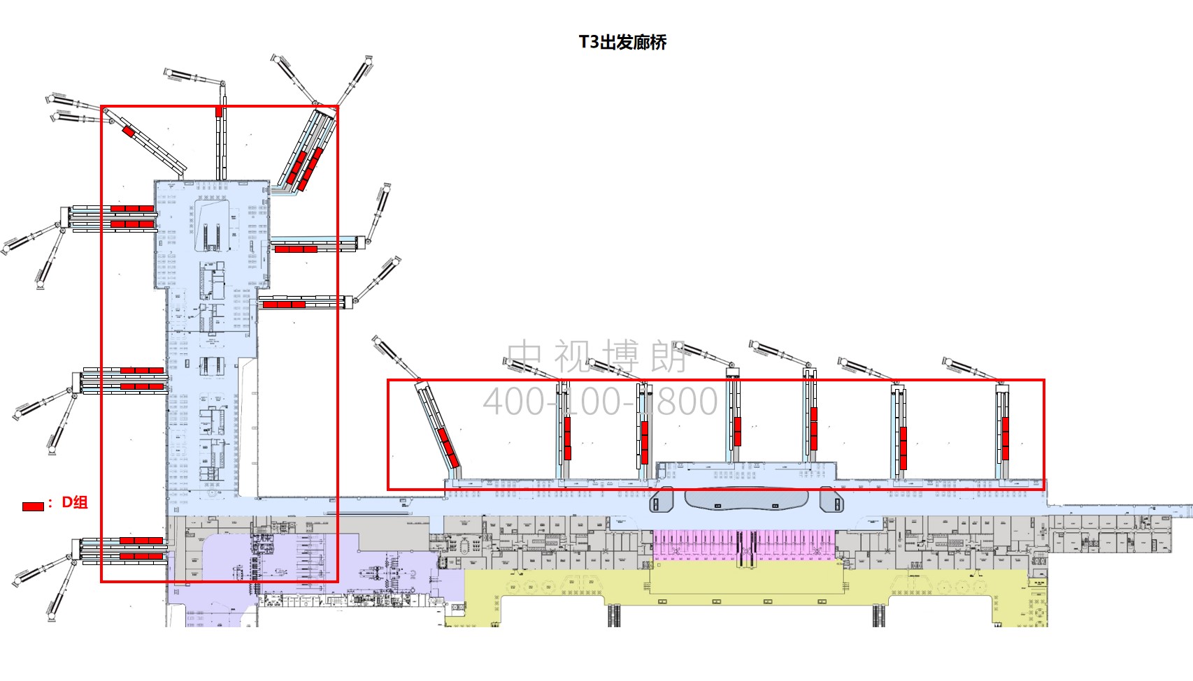 贵阳机场广告-T3出发内廊桥看板套装4点位图