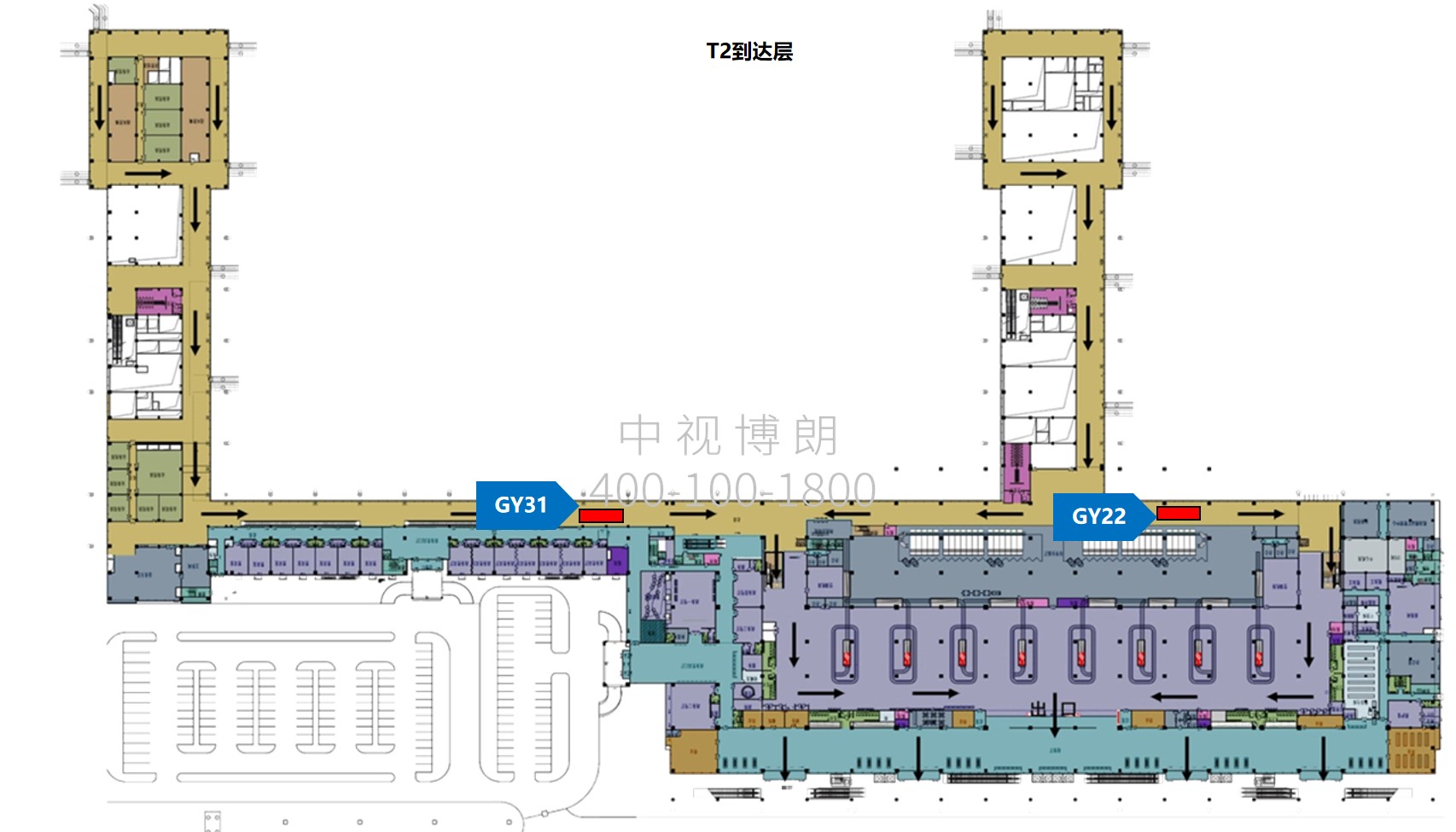 贵阳龙洞堡国际机场广告-T2到达通廊灯箱套装4位置图