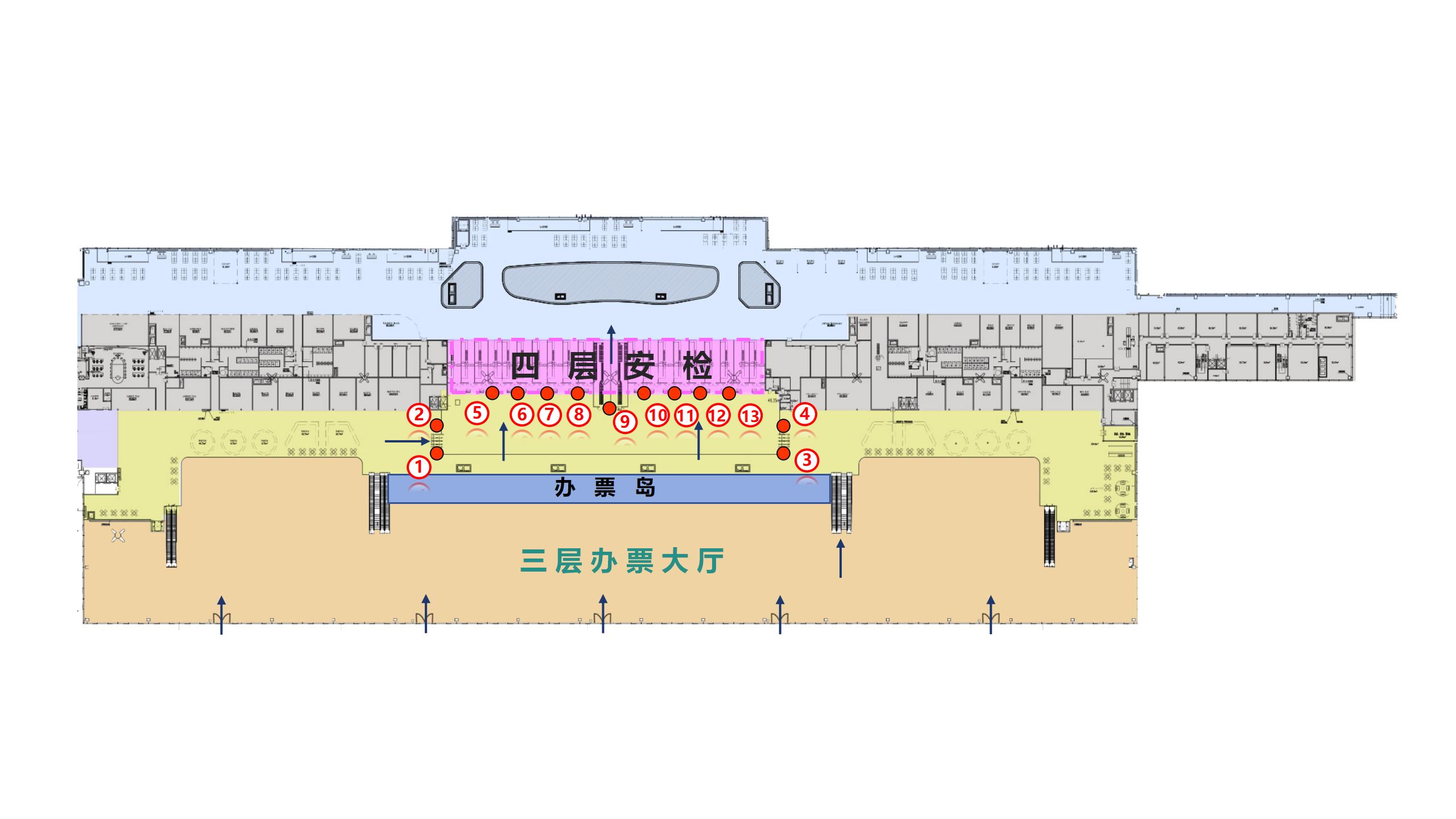 贵阳龙洞堡国际机场广告-T3出发安检前刷屏套装位置图