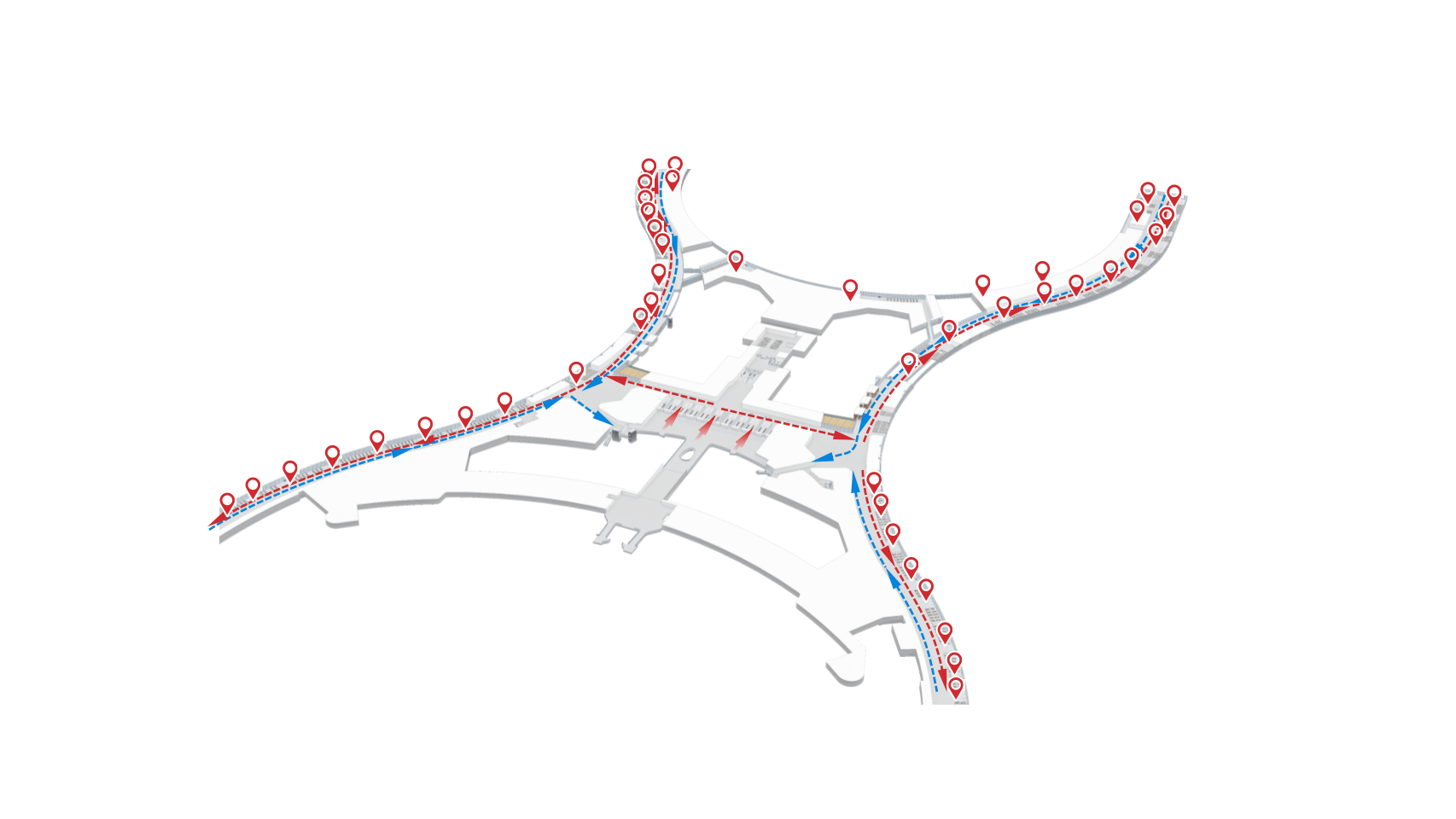 广州白云机场广告-T3国内混流区登机口刷屏套装位置图