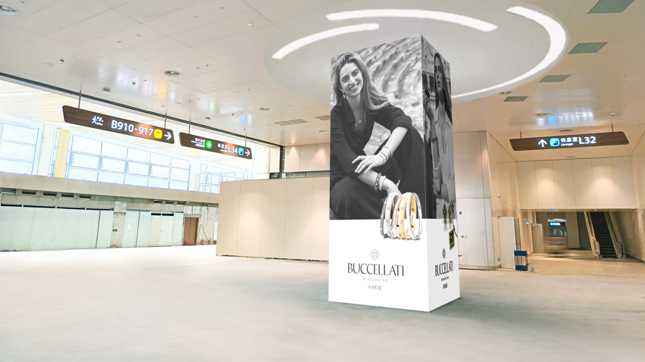 广州白云机场广告-T3国内混流商业区LED屏包柱套装