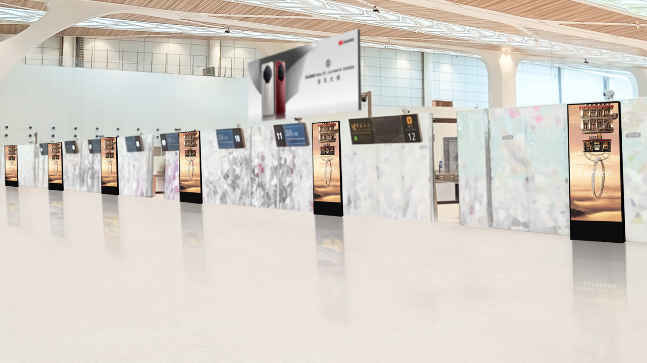 广州白云机场广告-T3国际出发安检口LCD刷屏套装