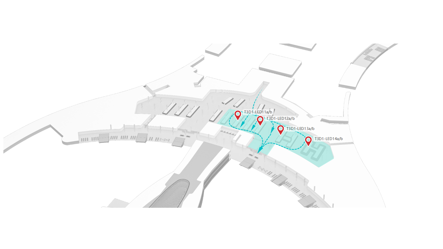 广州白云机场广告-T3国际行李提取转盘LED套装位置图