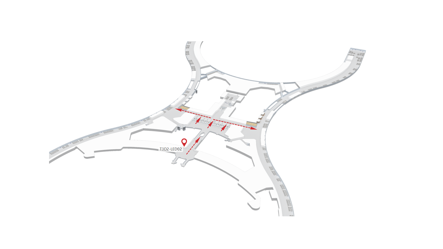 广州白云机场广告-GTC通往T3国内安检通道LED屏2位置图