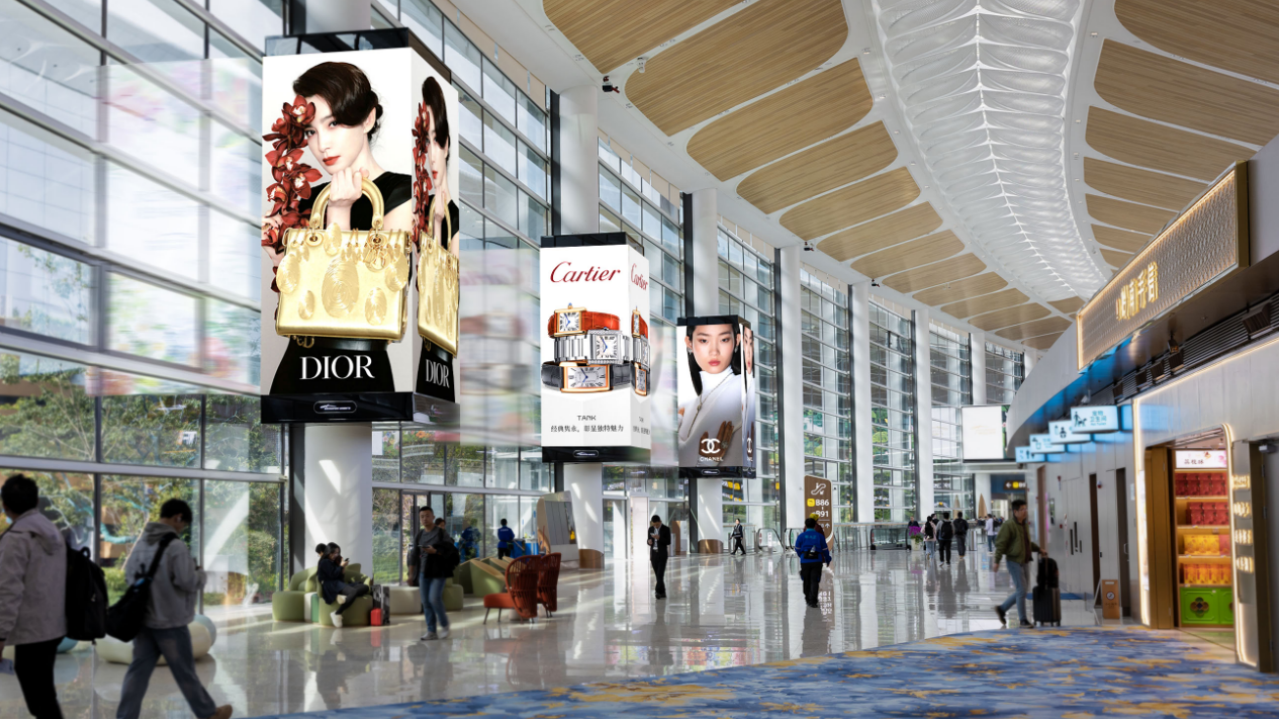 广州机场广告-T3国内混流区包柱灯箱套装