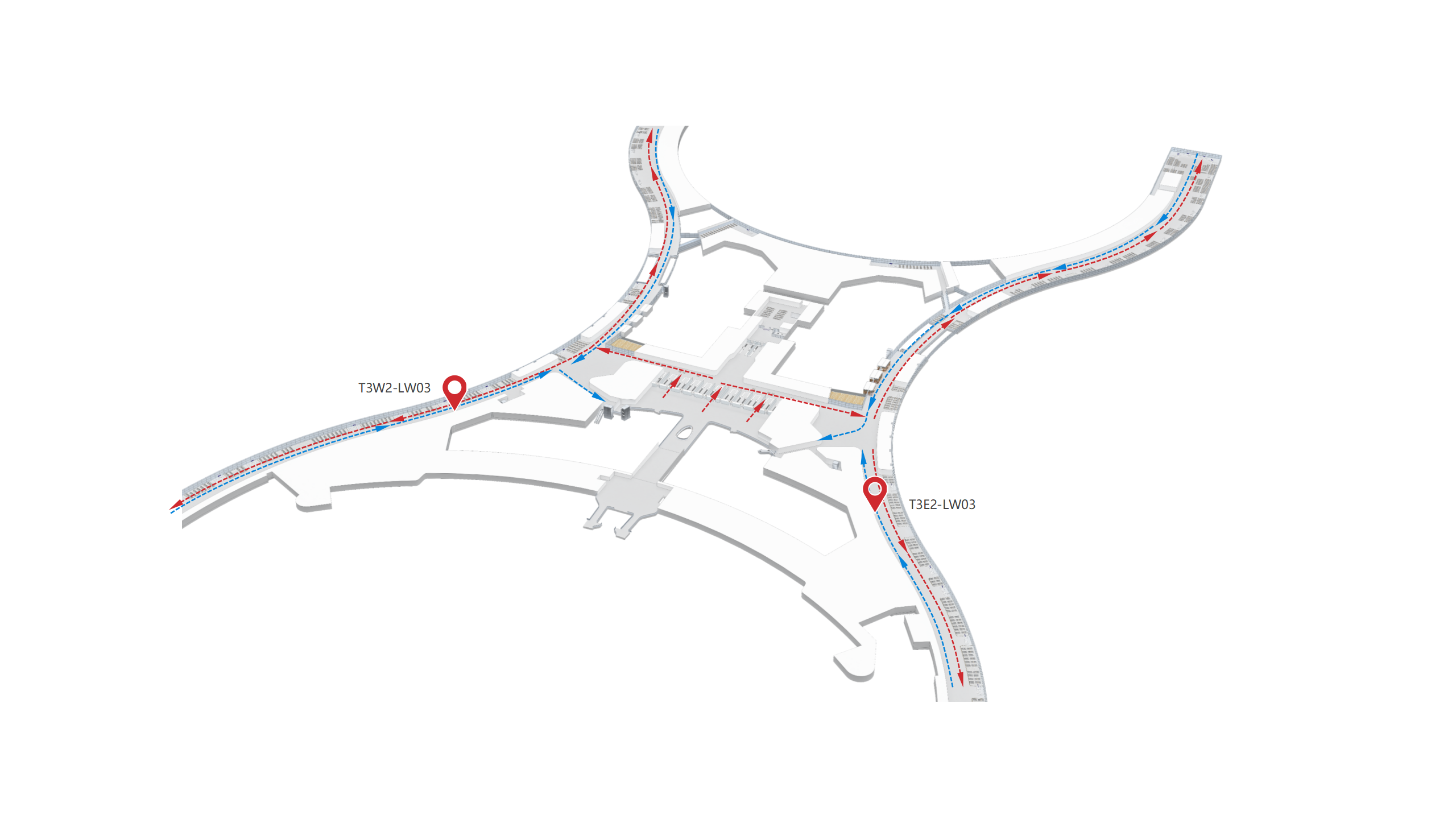 广州机场广告-T3国内混流区灯箱套装点位图