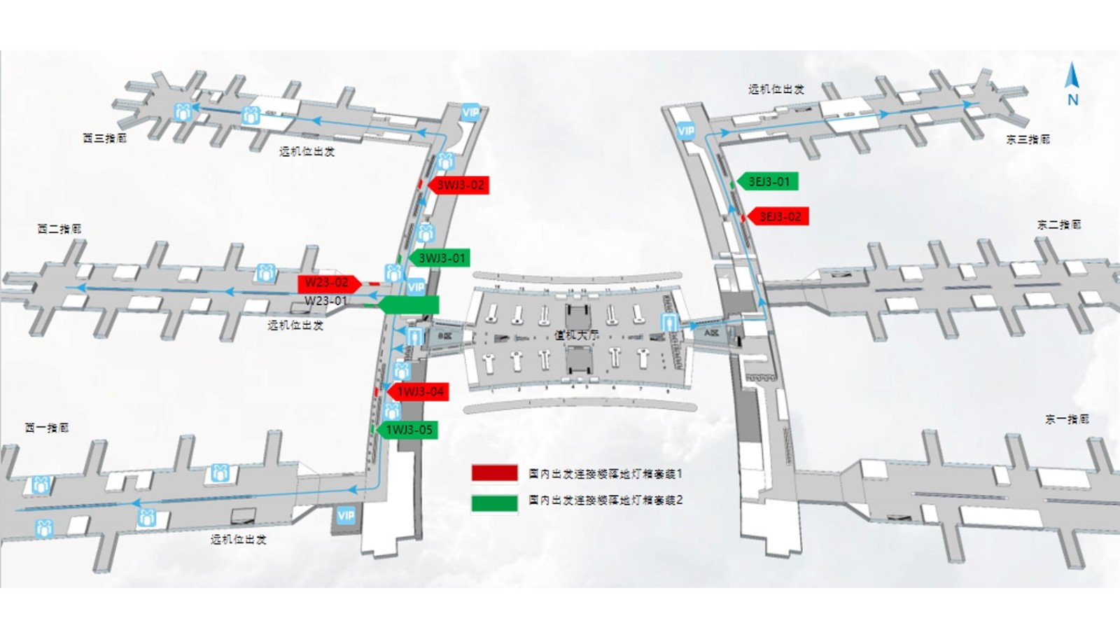 广州机场广告-T1国内出发通廊落地灯箱套装点位图