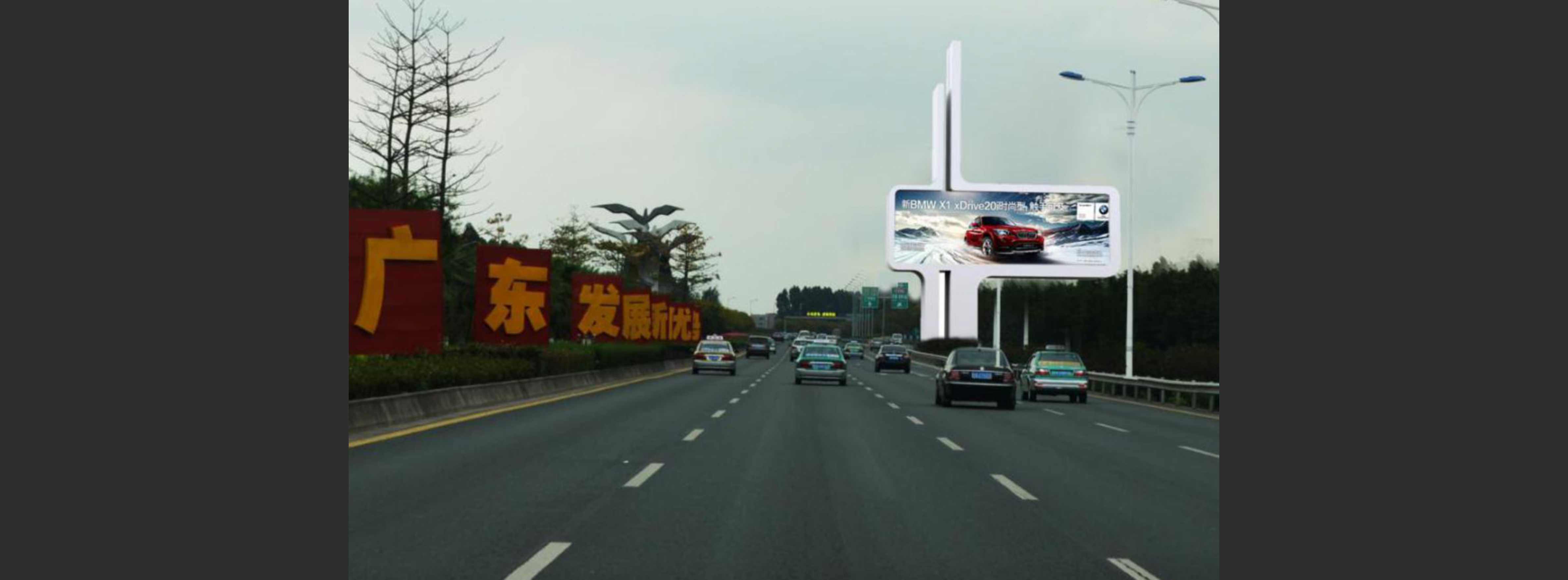 广州白云机场广告-机场高速路超大双面高立柱