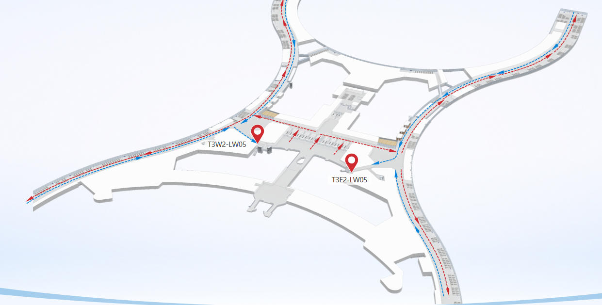 广州白云机场广告-T3国内行李厅入口灯箱套装位置图
