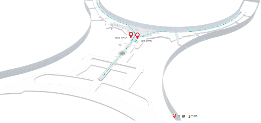 广州白云机场广告-T3国际到达通廊灯箱套装3位置图