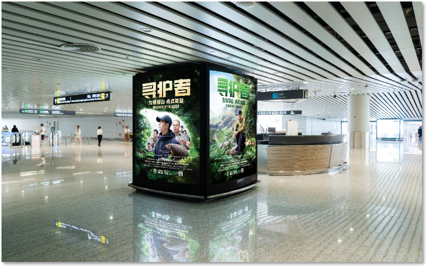 广州机场广告-T2国内混流区包柱灯箱套装