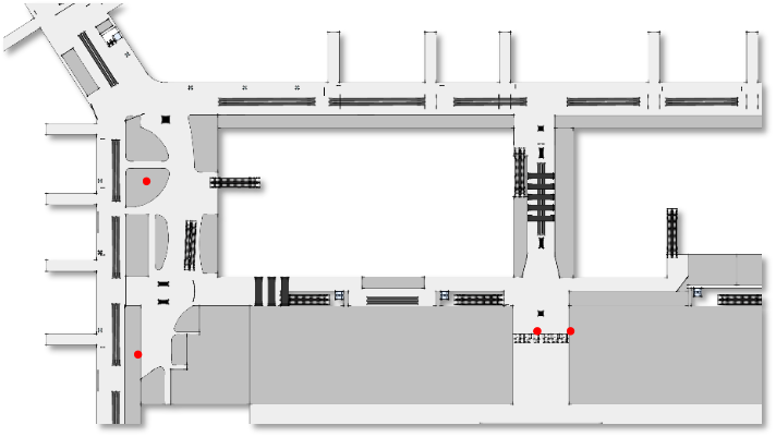 广州白云机场广告-T2国内混流区巨型灯箱套装位置图