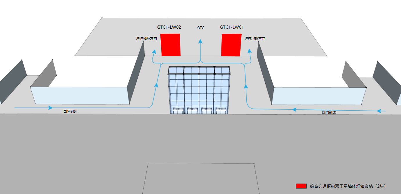 广州白云机场广告-T2GTC墙体灯箱套装位置图