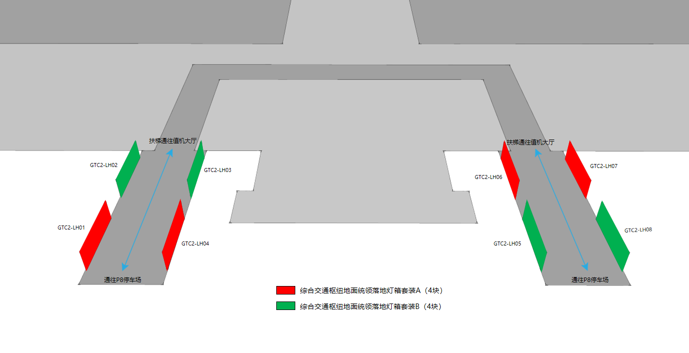 广州白云机场广告-T2GTC落地灯箱套装A位置图