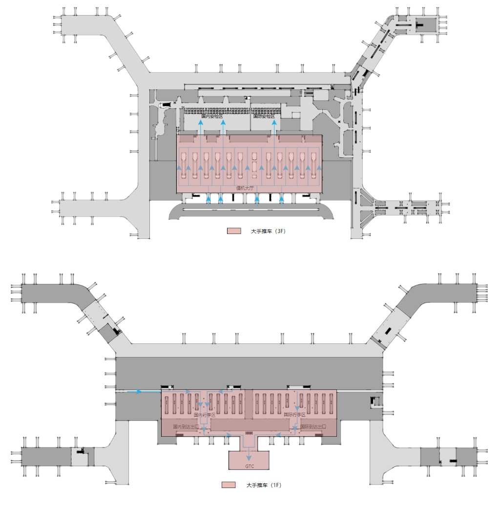 广州白云机场广告-T2大手推车套装位置图