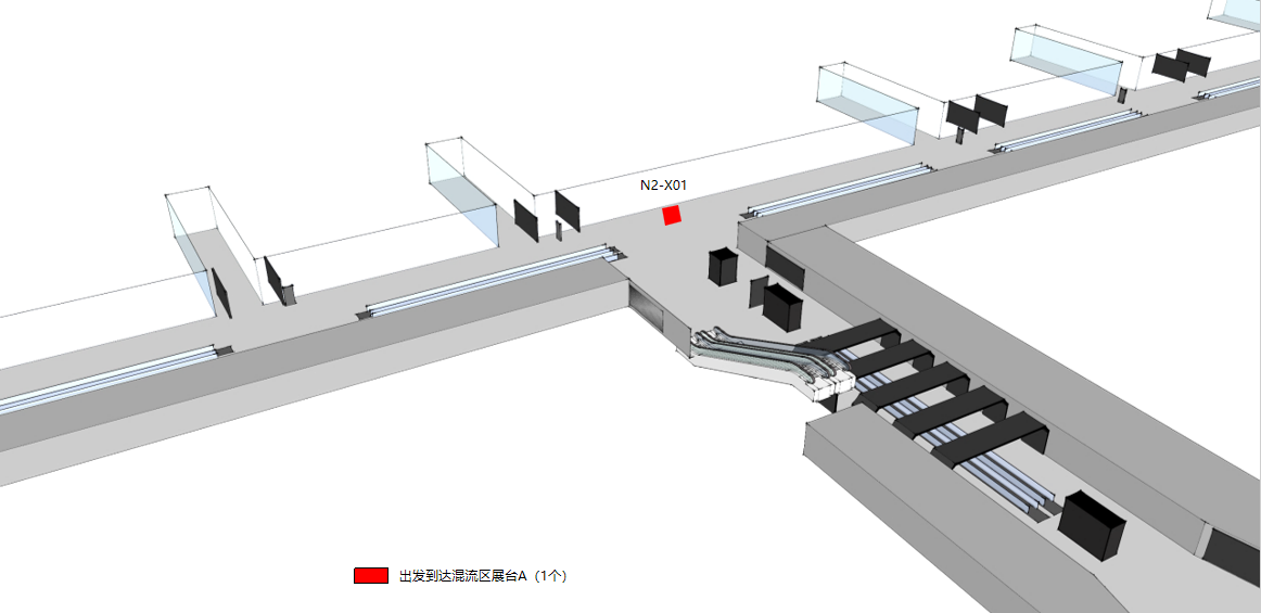 广州白云机场广告-T2国内混流区展台A位置图