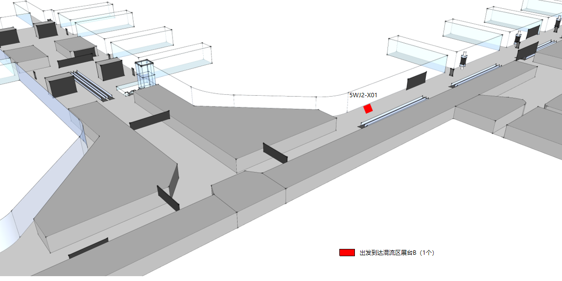 广州白云机场广告-T2国内混流区展台B位置图