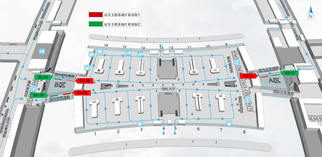 广州机场广告-T1国内出发通廊落地灯箱套装1点位图