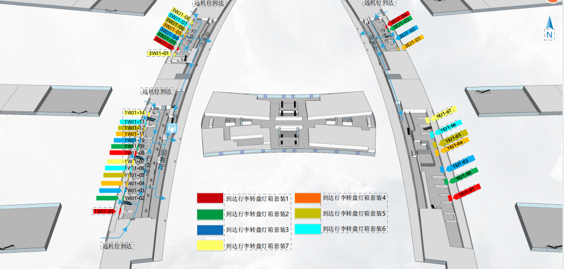 广州白云机场广告-T1国内到达行李转盘灯箱套装位置图