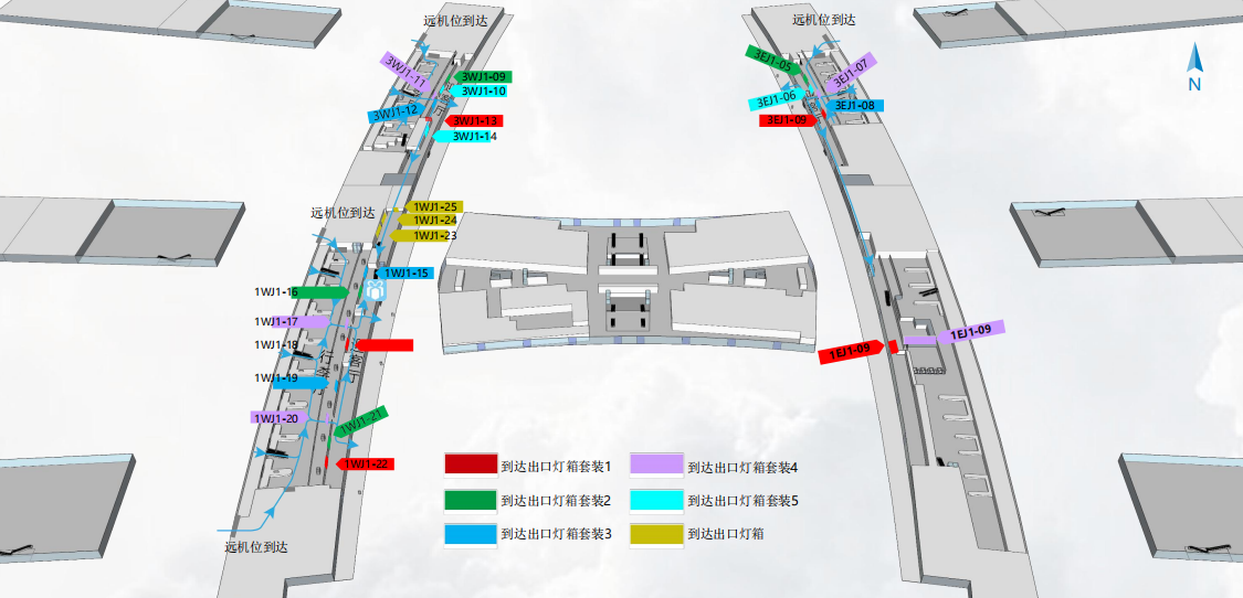 广州白云机场广告-T1国内到达行李厅出口灯箱套装位置图