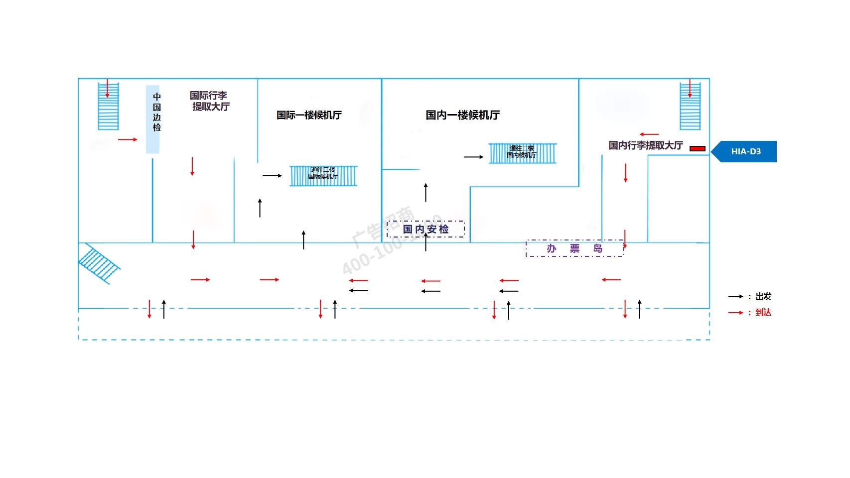 淮安机场广告-到达行李厅灯箱D3位置图