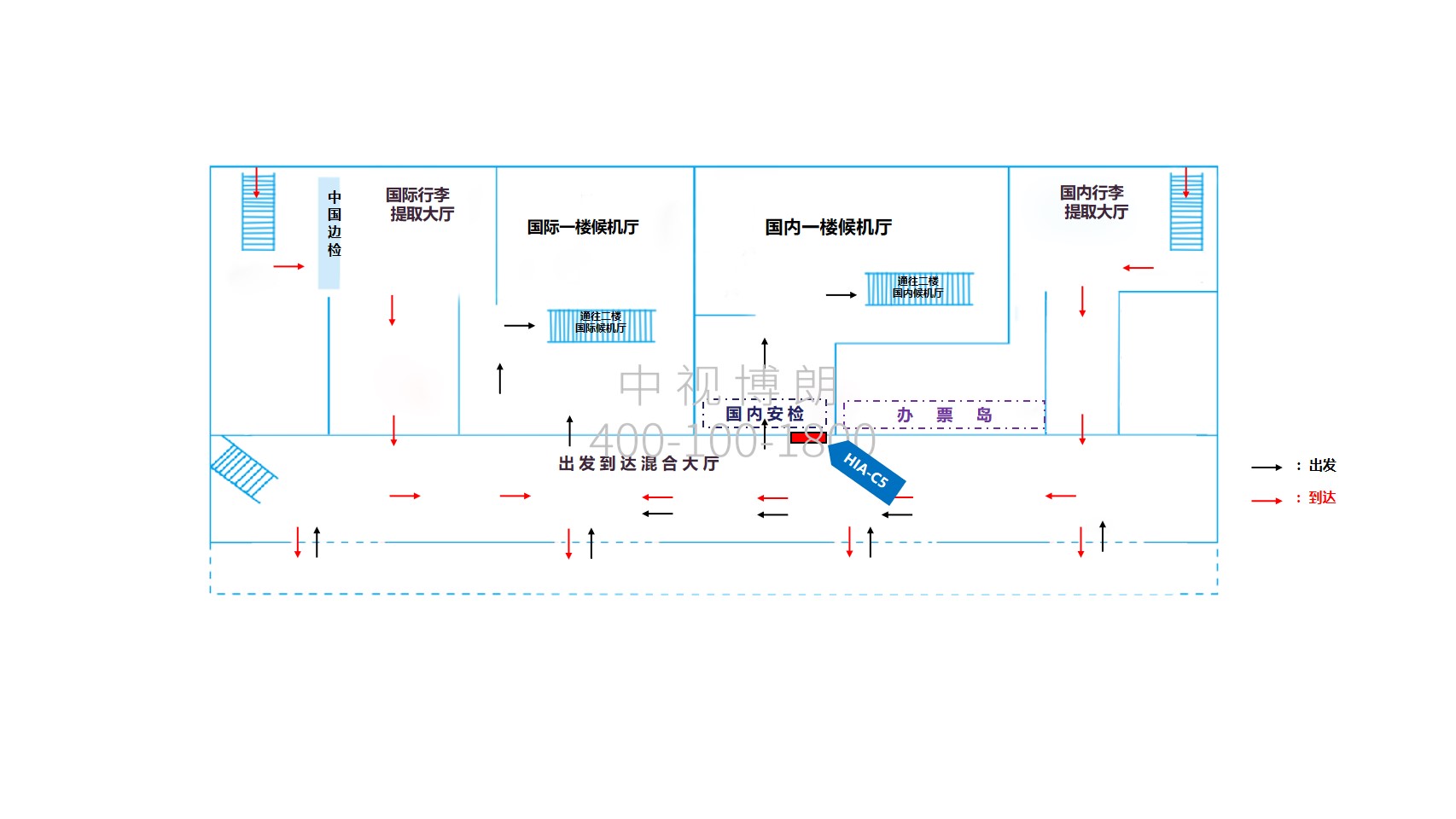 淮安机场广告-出发到达厅灯箱C5位置图