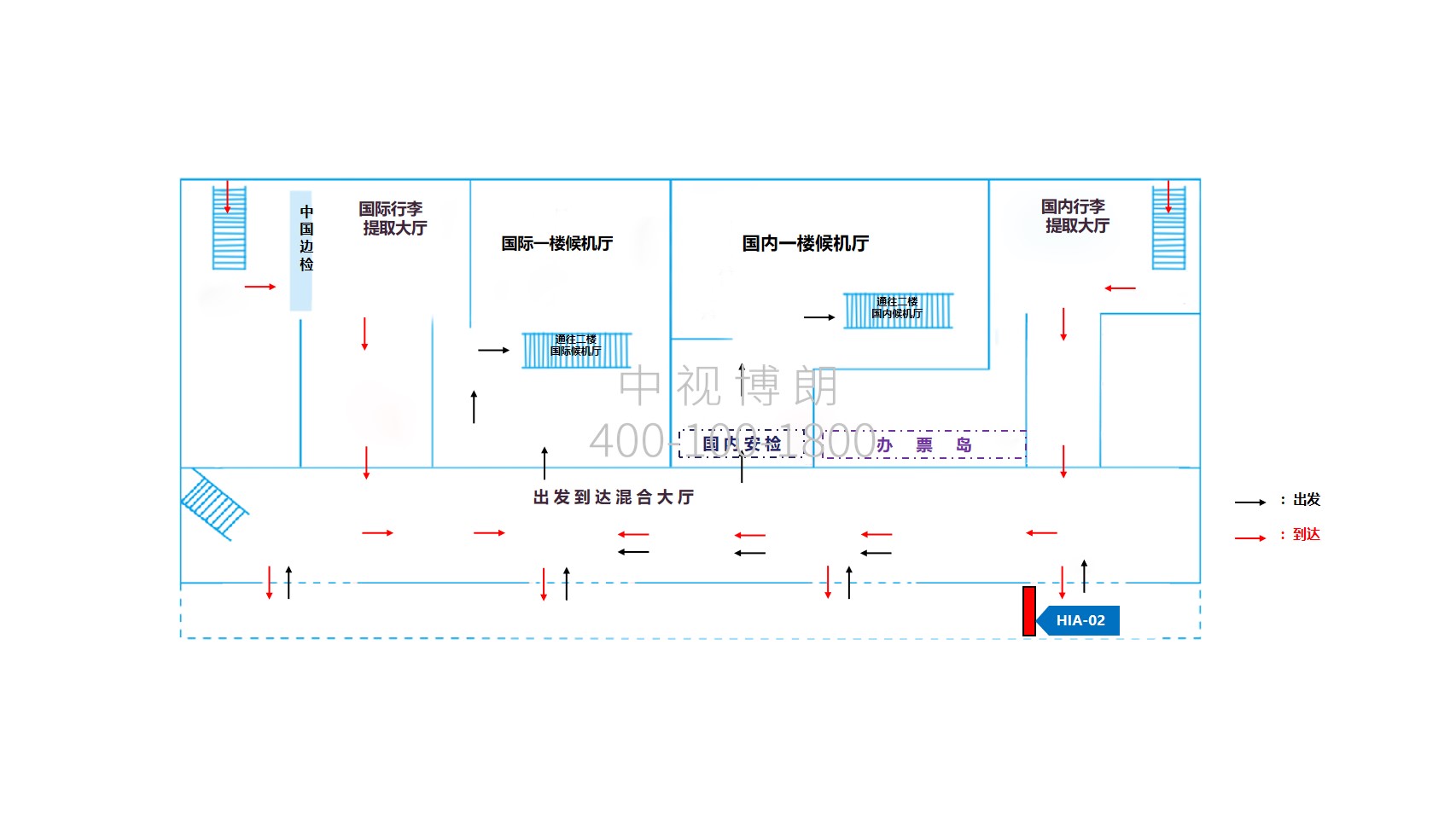 淮安机场广告-出发到达厅出口旁灯箱位置图