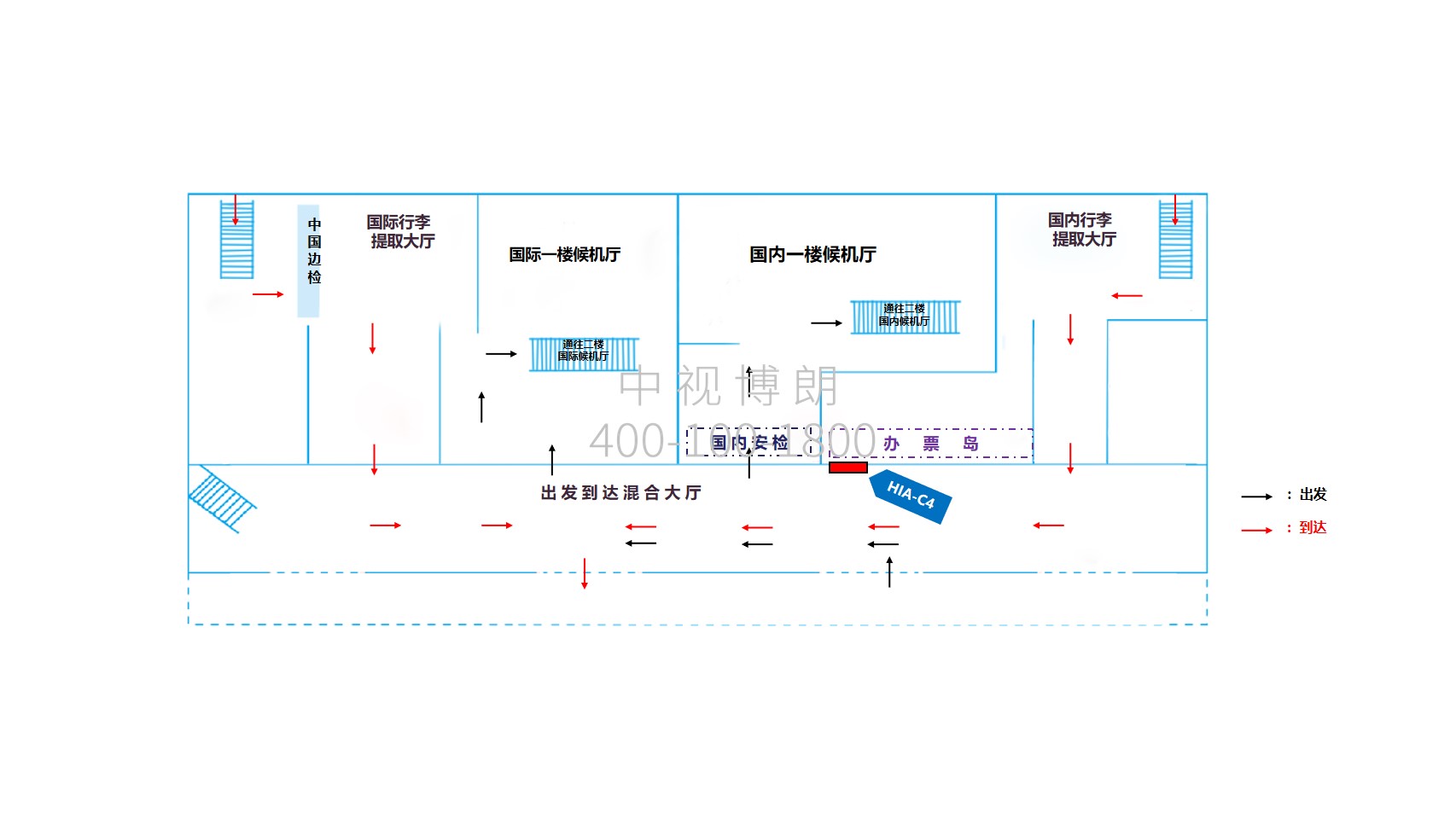 淮安机场广告-出发到达厅灯箱C4位置图