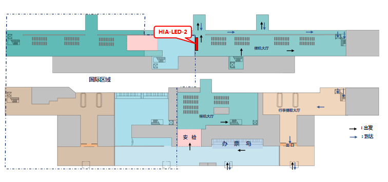 淮安机场广告-国内候机厅LED大屏位置图