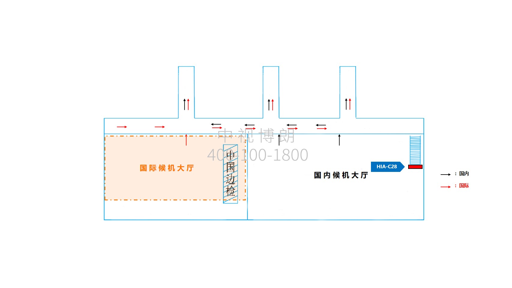 淮安机场广告-国内出发楼梯灯箱位置图