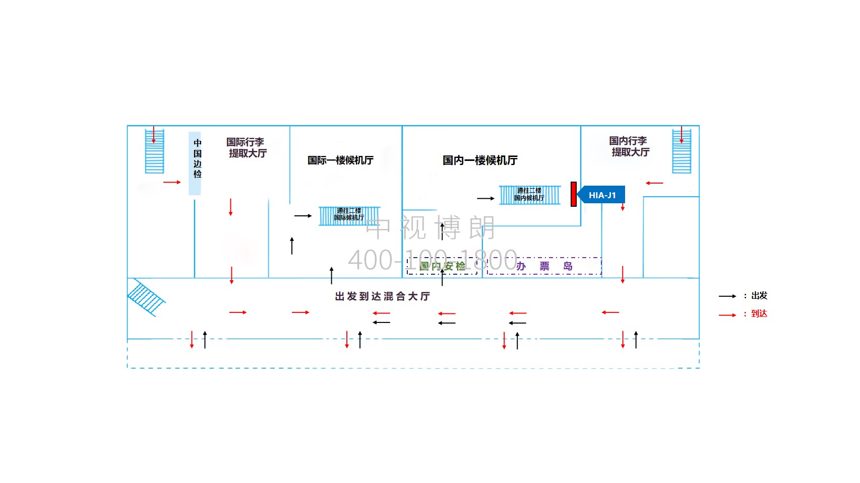 淮安机场广告-国内候机厅拐角看板位置图