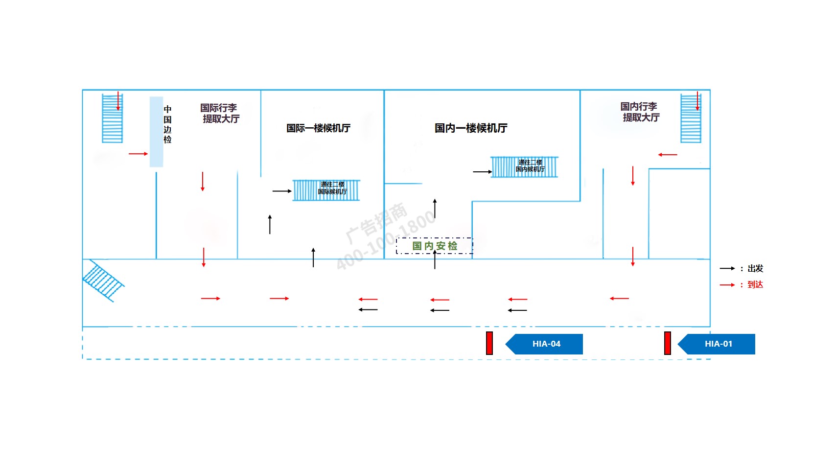 淮安机场广告-出发到达出入口灯箱0104位置图