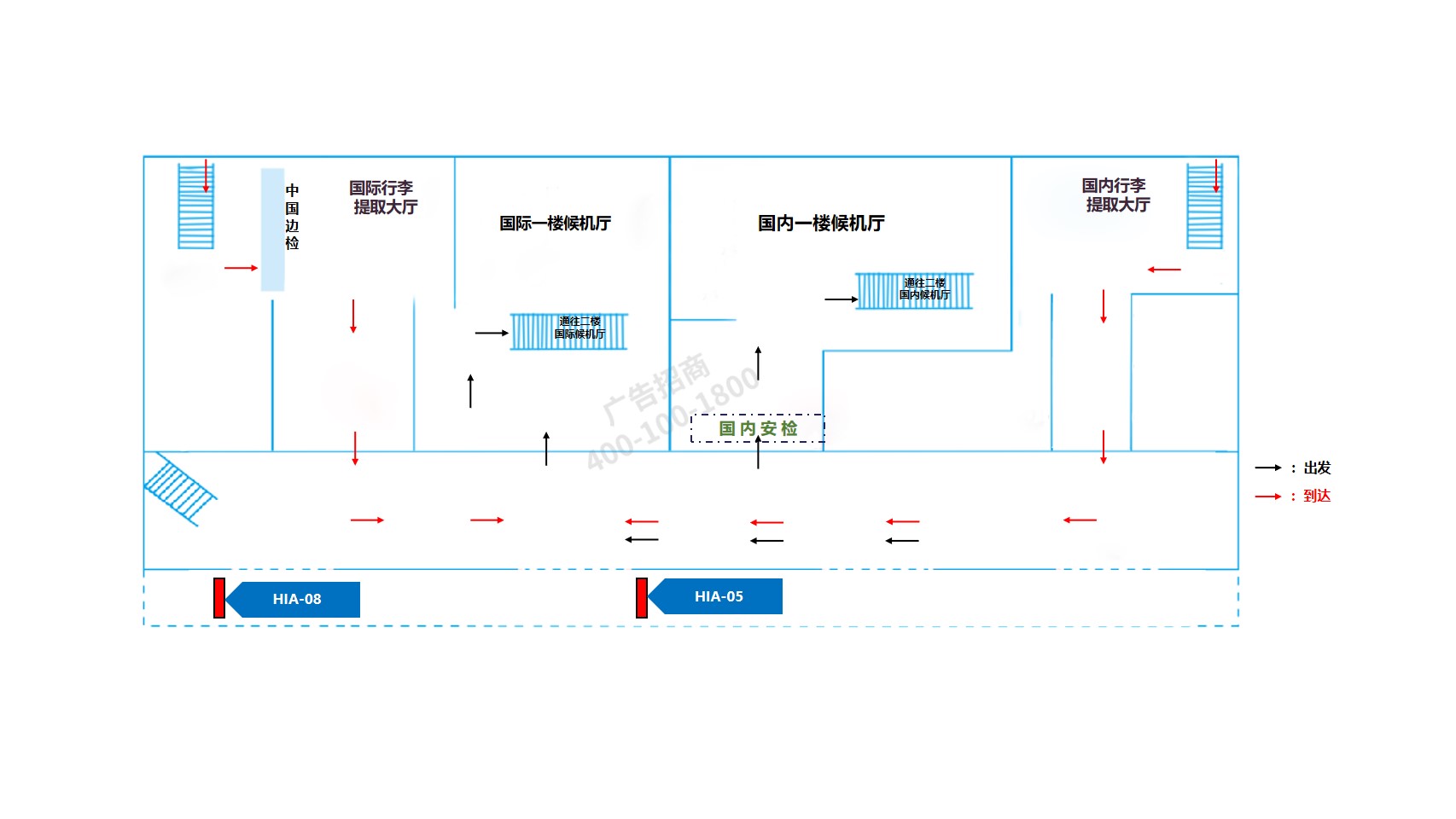 淮安机场广告-出发到达出入口灯箱0508位置图