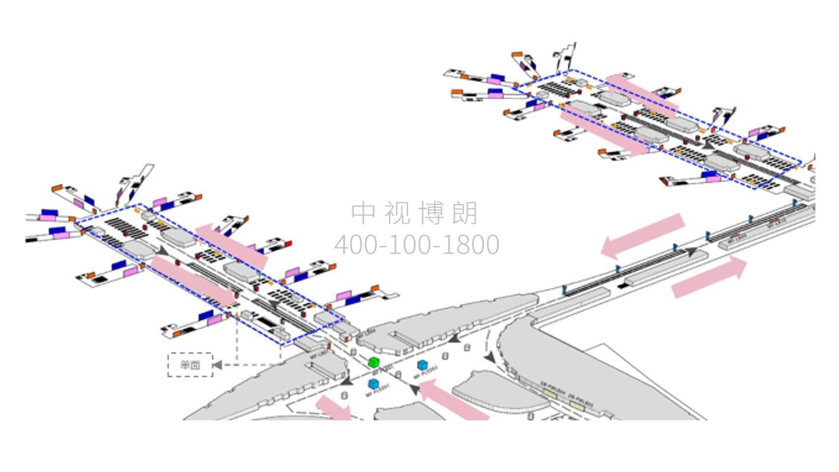 杭州萧山机场广告-T4国内混流指廊刷屏套装位置图