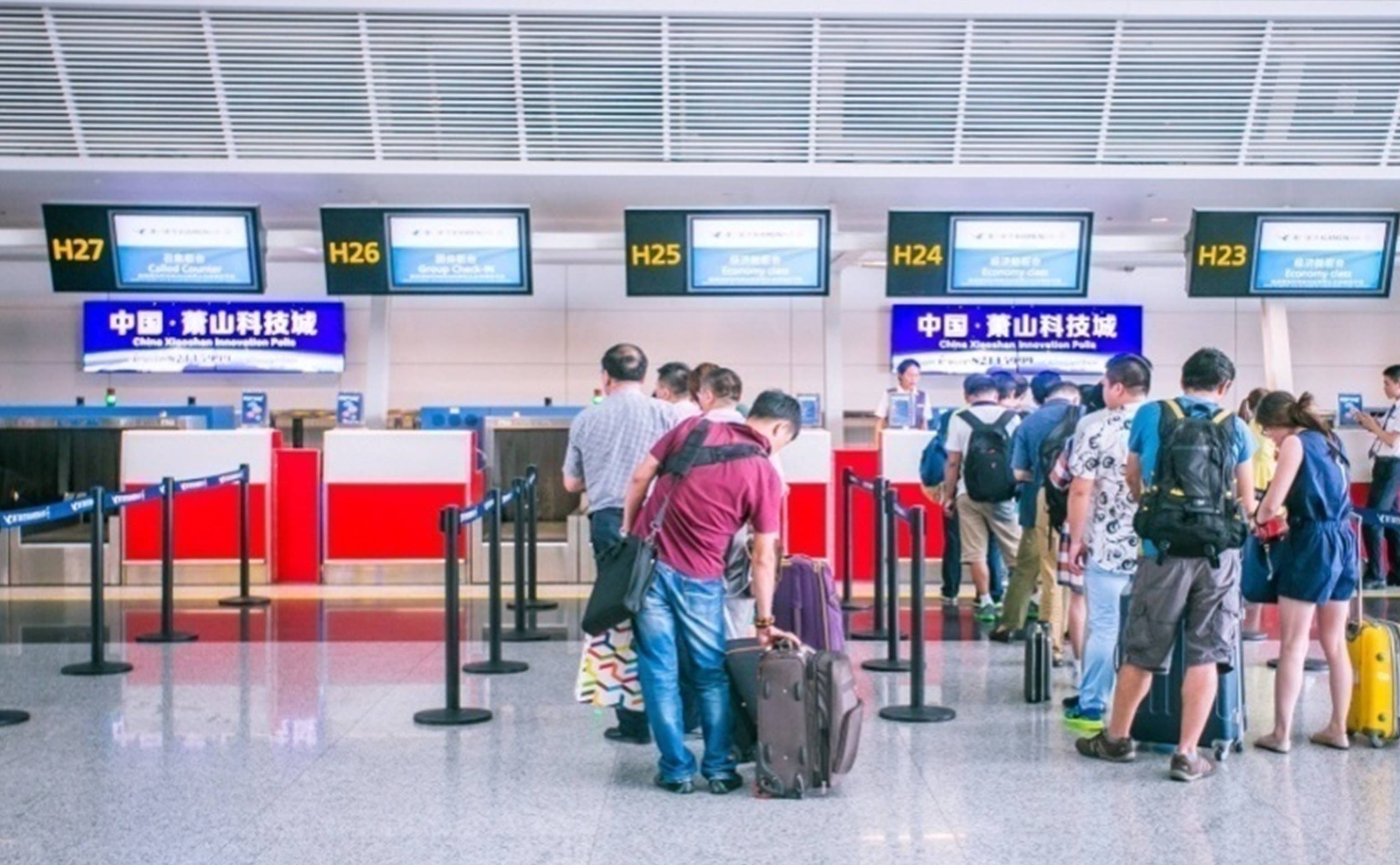 杭州萧山机场广告-T3出发办票岛双联屏媒体DDT04