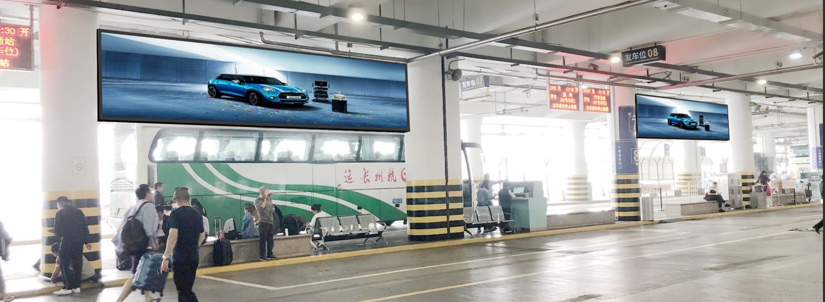 杭州萧山机场广告-T1户外大巴区灯箱BUS