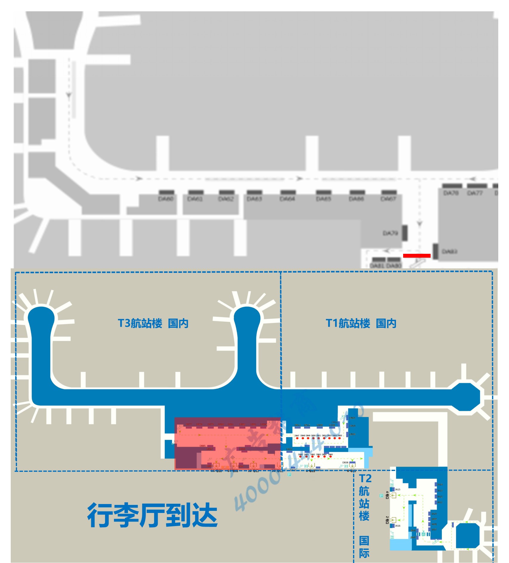 杭州萧山机场广告-T3到达扶梯口LED屏位置图