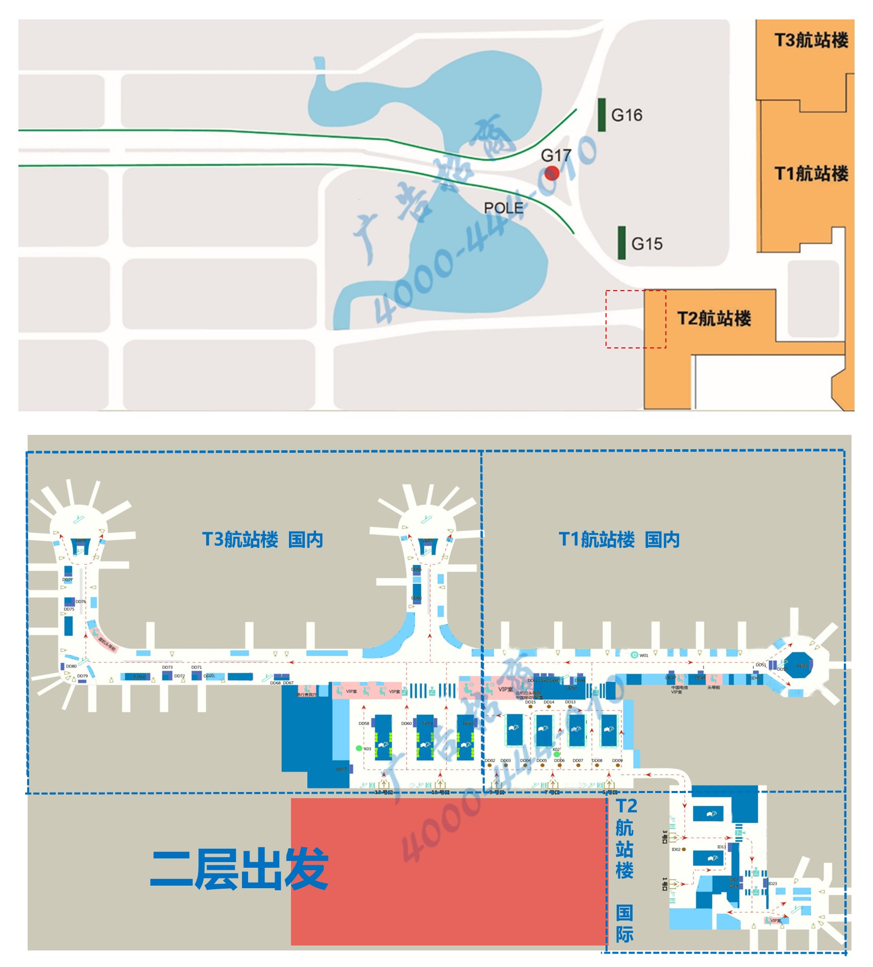 杭州萧山机场广告-地下停车库入口灯箱PARK位置图