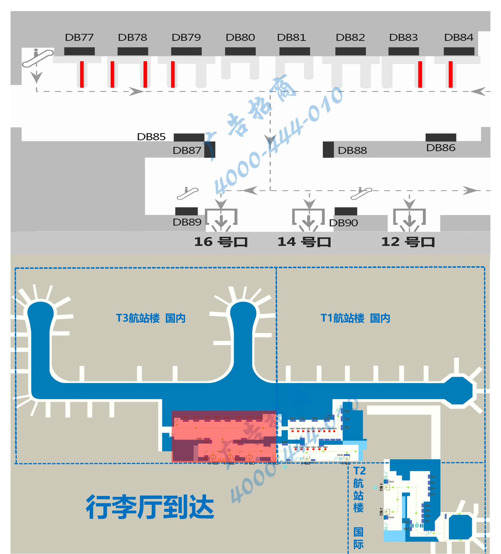 杭州萧山机场广告-T3迎客厅墙面LED位置图