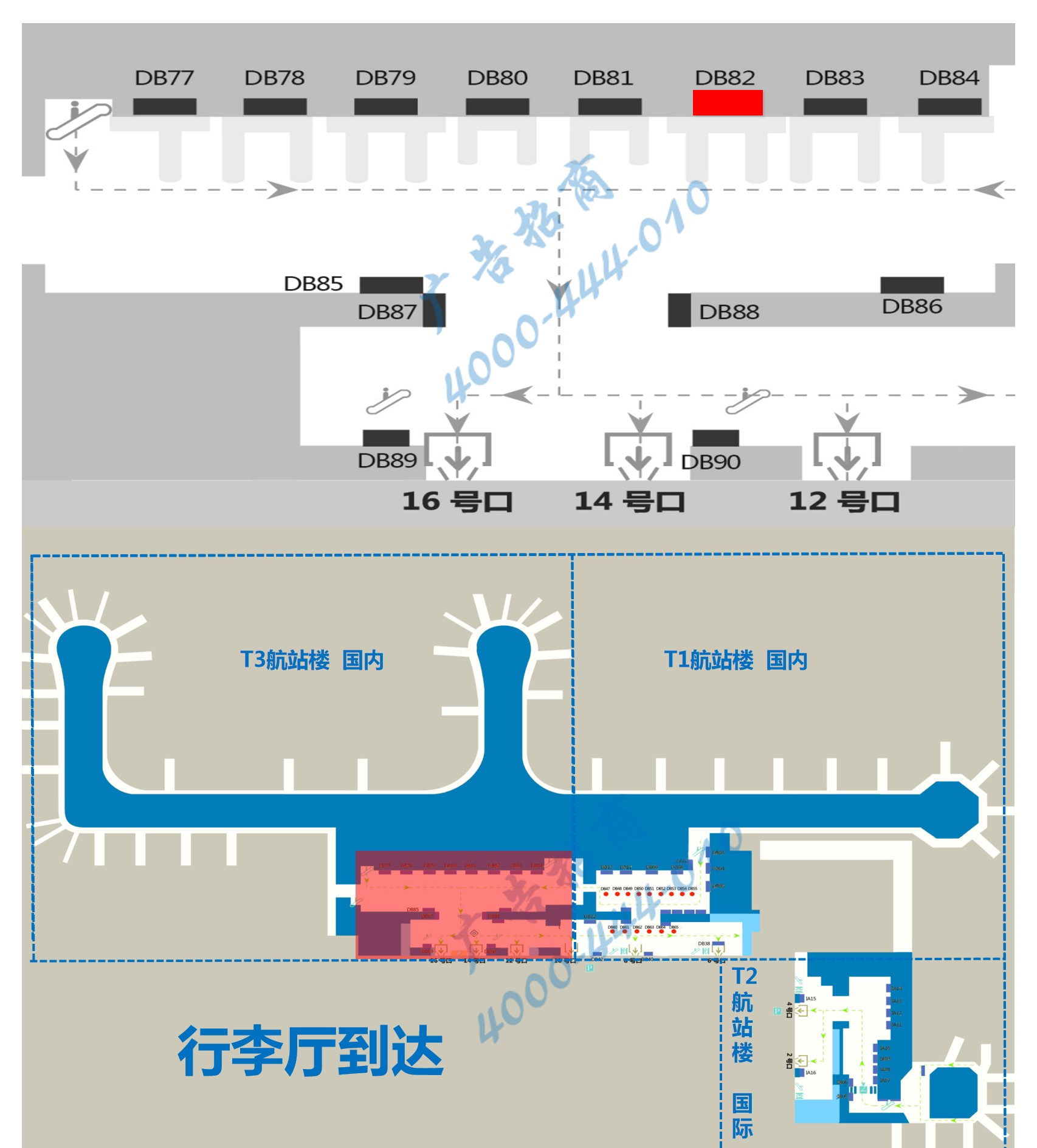 杭州萧山机场广告-T3行李转盘灯箱DB82位置图