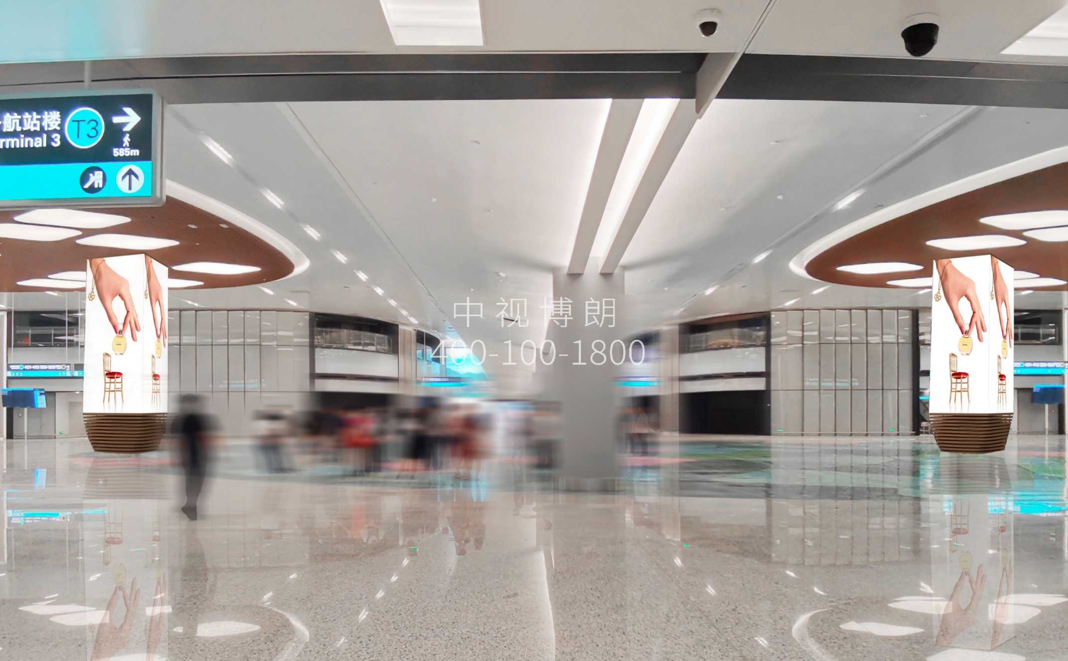 杭州萧山机场广告-T4混流商业区包柱大屏套装