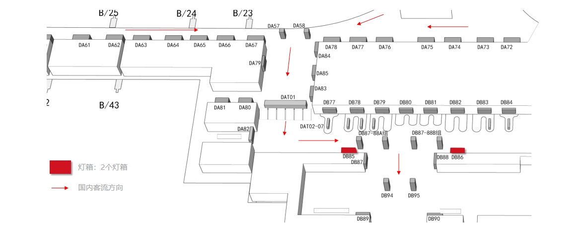 杭州萧山机场广告-T3国内到达行李厅灯箱4位置图