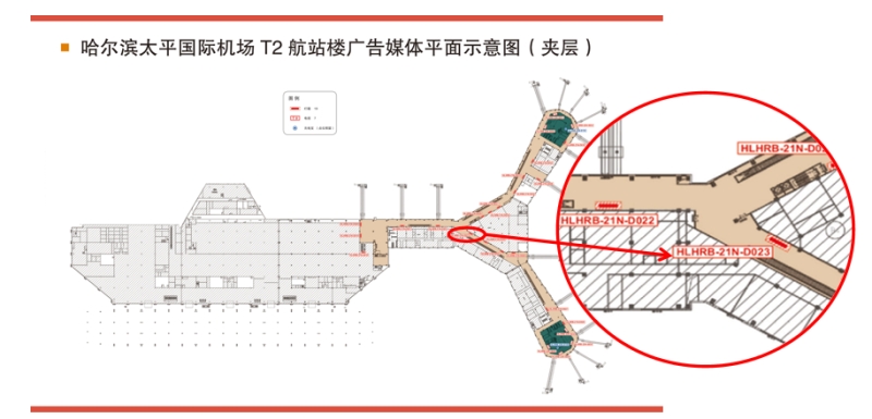 哈尔滨太平机场广告-到达通廊灯箱D023位置图